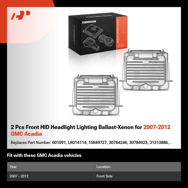 2 Pcs Front HID Headlight Lighting Ballast-Xenon for 2007-2012 GMC Acadia