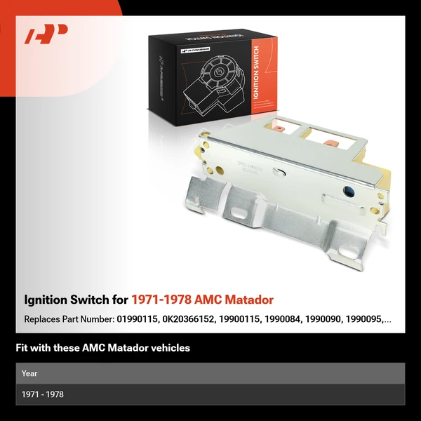 Ignition Switch for 1971-1978 AMC Matador