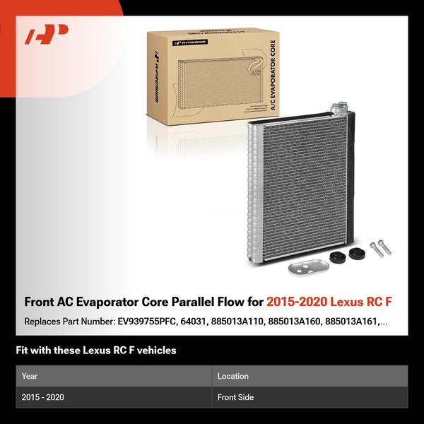 Front AC Evaporator Core Parallel Flow for 2015-2020 Lexus RC F