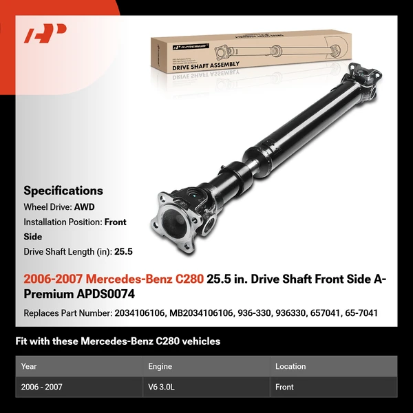 2006-2007 Mercedes-Benz C280 25.5 in. Drive Shaft Front Side A-Premium APDS0074