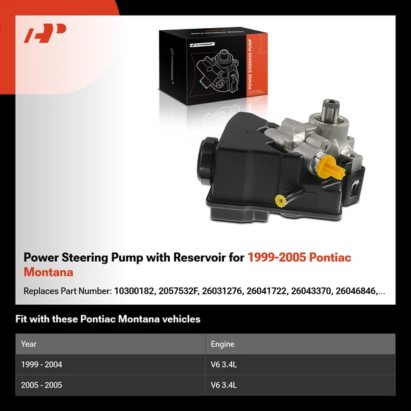 Power Steering Pump with Reservoir for 1999-2005 Pontiac Montana