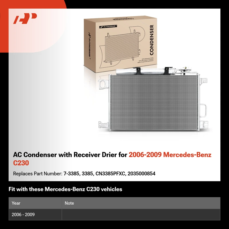 AC Condenser with Receiver Drier for 2006-2009 Mercedes-Benz C230
