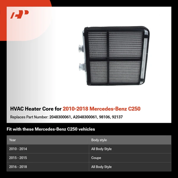 HVAC Heater Core for 2010-2018 Mercedes-Benz C250