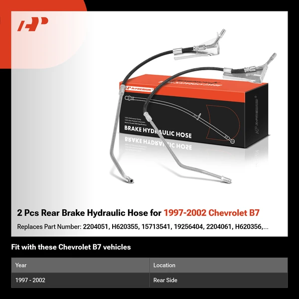 2 Pcs Rear Brake Hydraulic Hose for 1997-2002 Chevrolet B7