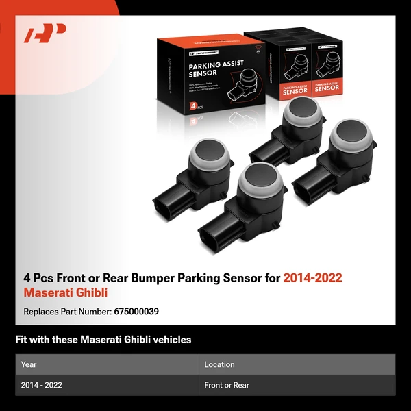 4 Pcs Front or Rear Bumper Parking Sensor for 2014-2022 Maserati Ghibli