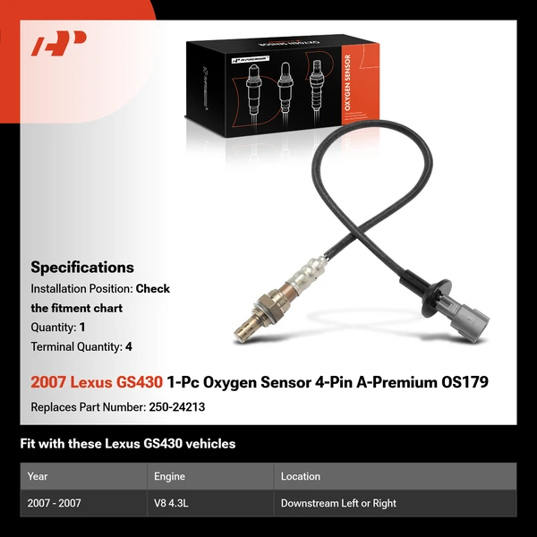 2007 Lexus GS430 1-Pc Oxygen Sensor 4-Pin A-Premium OS179