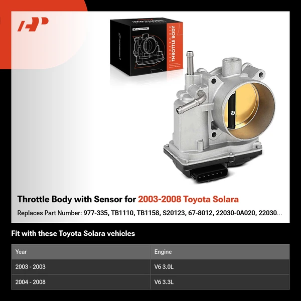 Throttle Body with Sensor for 2003-2008 Toyota Solara