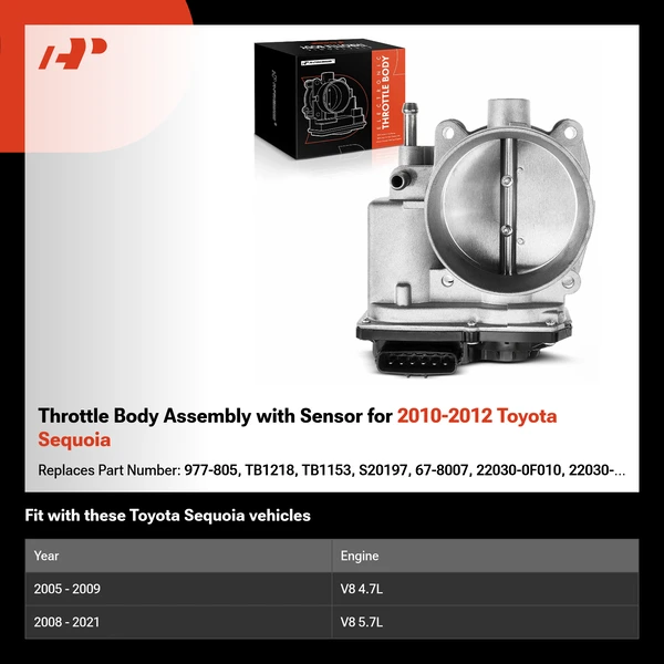 Throttle Body Assembly with Sensor for 2010-2012 Toyota Sequoia