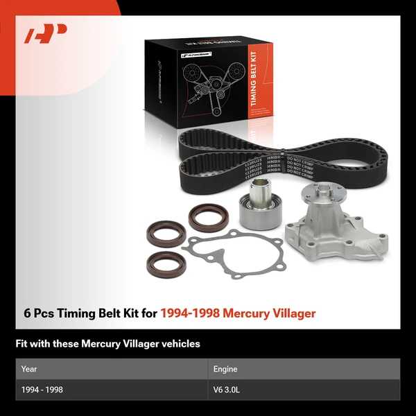 6 Pcs Timing Belt Kit for 1994-1998 Mercury Villager