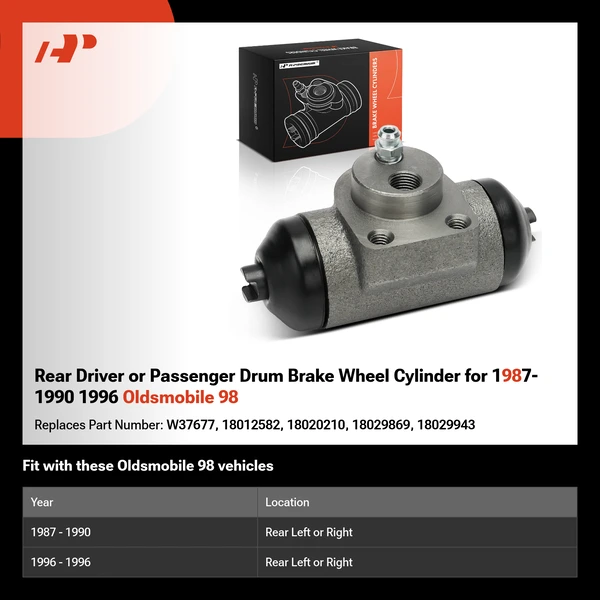 Rear Driver or Passenger Drum Brake Wheel Cylinder for 1987-1990 1996 Oldsmobile 98