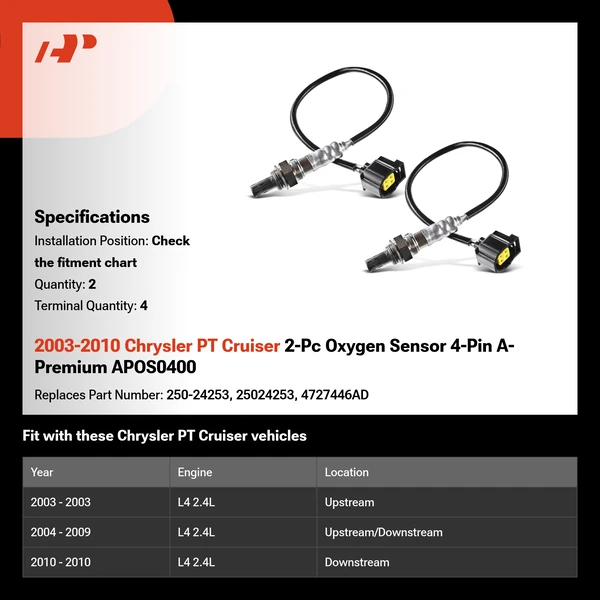 2003-2010 Chrysler PT Cruiser 2-Pc Oxygen Sensor 4-Pin A-Premium APOS0400