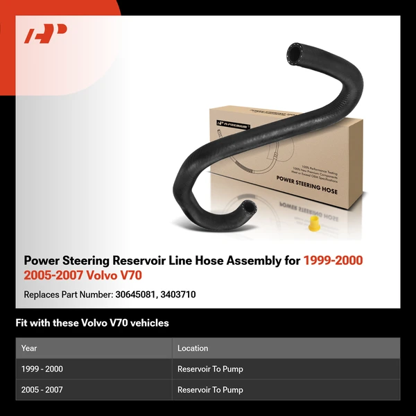 Power Steering Reservoir Line Hose Assembly for 1999-2000 2005-2007 Volvo V70