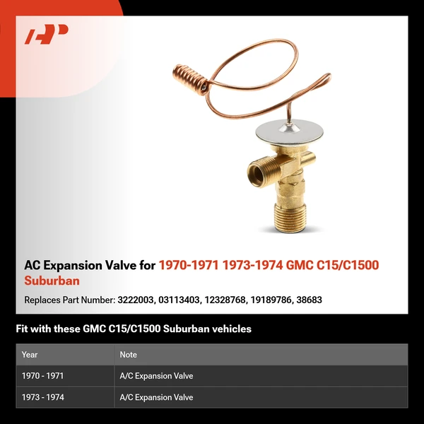AC Expansion Valve for 1970-1971 1973-1974 GMC C15/C1500 Suburban