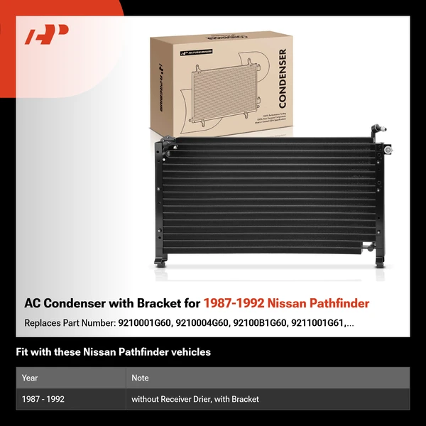 AC Condenser with Bracket for 1987-1992 Nissan Pathfinder