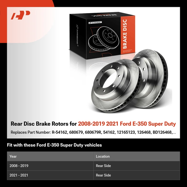 Rear Disc Brake Rotors for 2008-2019 2021 Ford E-350 Super Duty