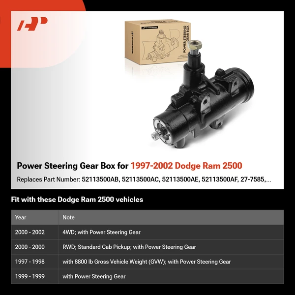 Power Steering Gear Box for 1997-2002 Dodge Ram 2500