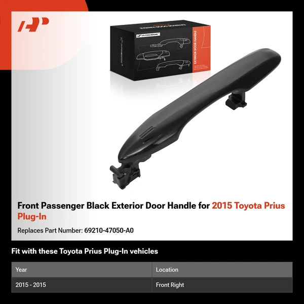 Front Passenger Black Exterior Door Handle for 2015 Toyota Prius Plug-In