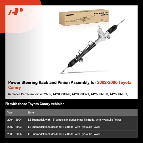 Power Steering Rack and Pinion Assembly for 2002-2006 Toyota Camry