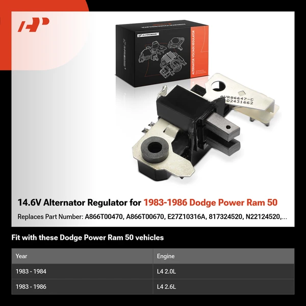 14.6V Alternator Regulator for 1983-1986 Dodge Power Ram 50