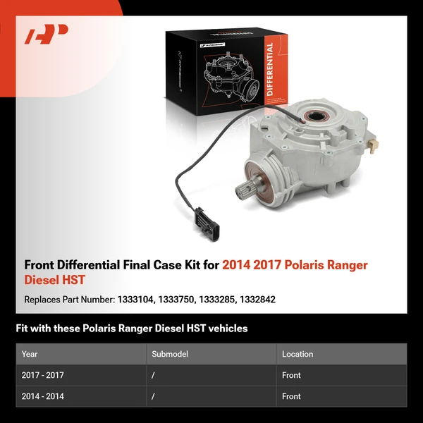 Front Differential Final Case Kit for 2014 2017 Polaris Ranger Diesel HST