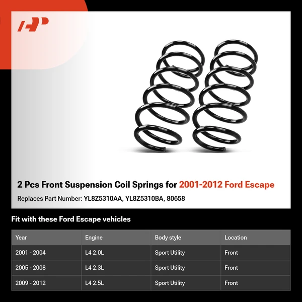 2 Pcs Front Suspension Coil Springs for 2001-2012 Ford Escape
