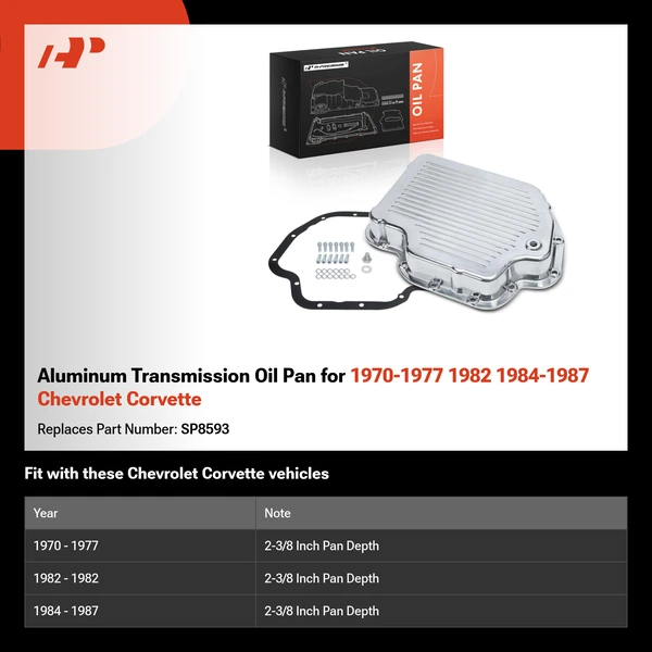 Aluminum Transmission Oil Pan for 1970-1977 1982 1984-1987 Chevrolet Corvette