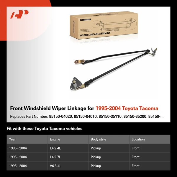 Front Windshield Wiper Linkage for 1995-2004 Toyota Tacoma