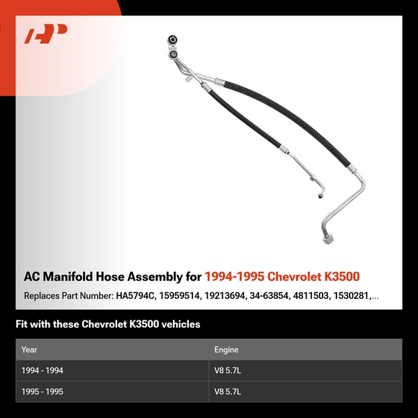 AC Manifold Hose Assembly for 1994-1995 Chevrolet K3500