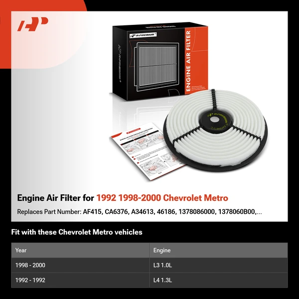 Engine Air Filter for 1992 1998-2000 Chevrolet Metro