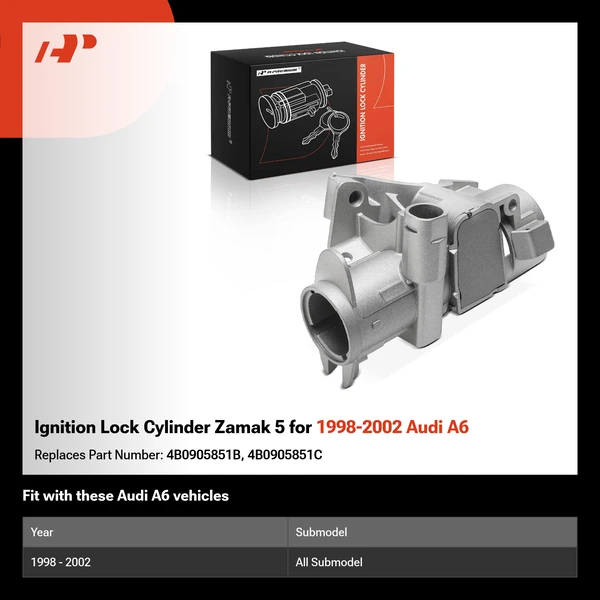 Ignition Lock Cylinder Zamak 5 for 1998-2002 Audi A6