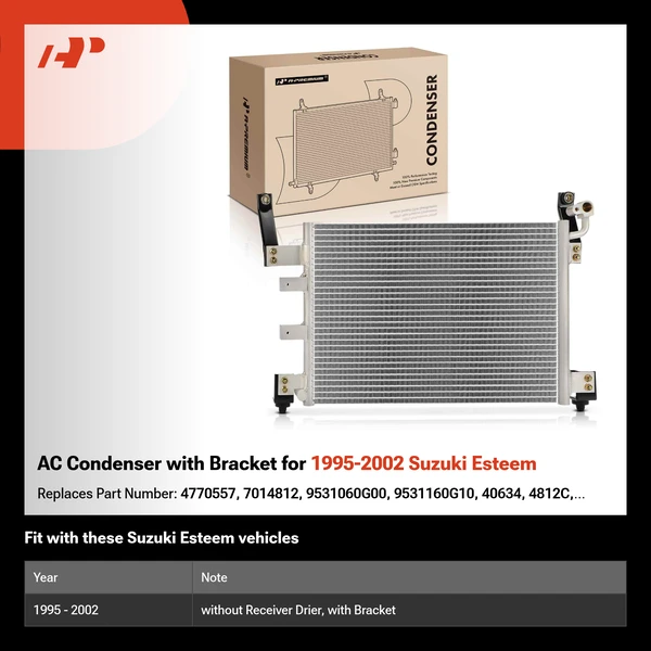 AC Condenser with Bracket for 1995-2002 Suzuki Esteem