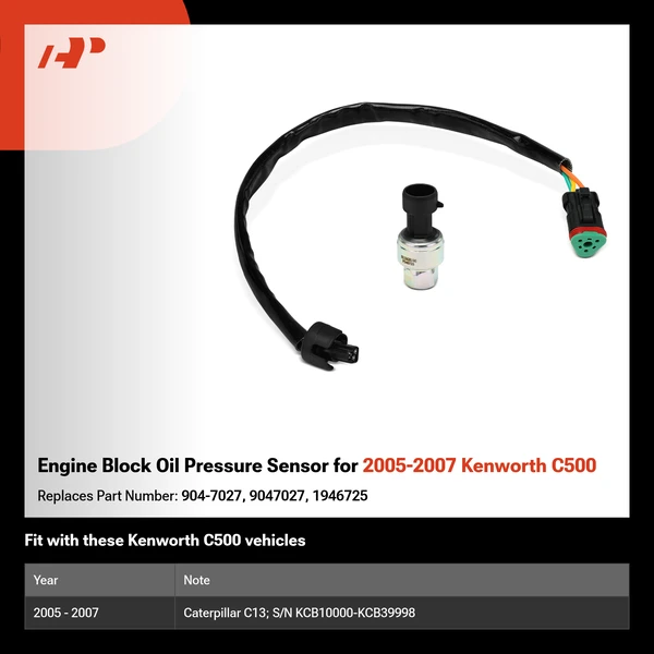 Engine Block Oil Pressure Sensor for 2005-2007 Kenworth C500