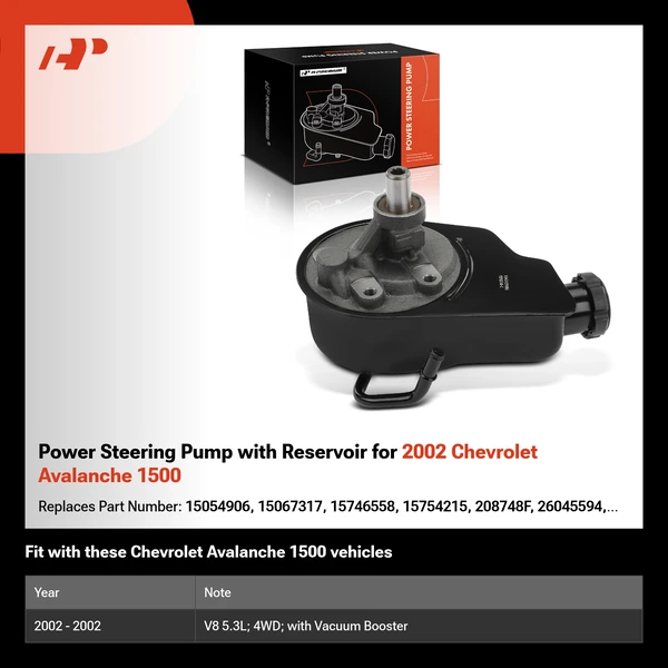 Power Steering Pump with Reservoir for 2002 Chevrolet Avalanche 1500