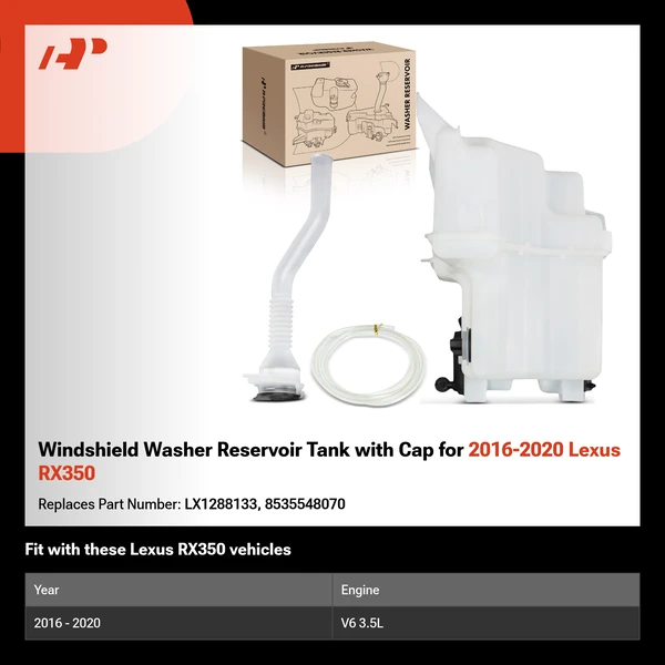 Windshield Washer Reservoir Tank with Cap for 2016-2020 Lexus RX350