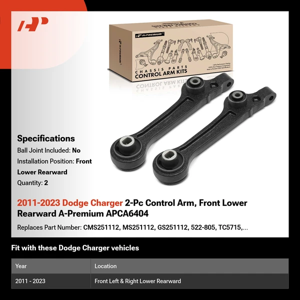 2011-2023 Dodge Charger 2-Pc Control Arm, Front Lower Rearward A-Premium APCA6404