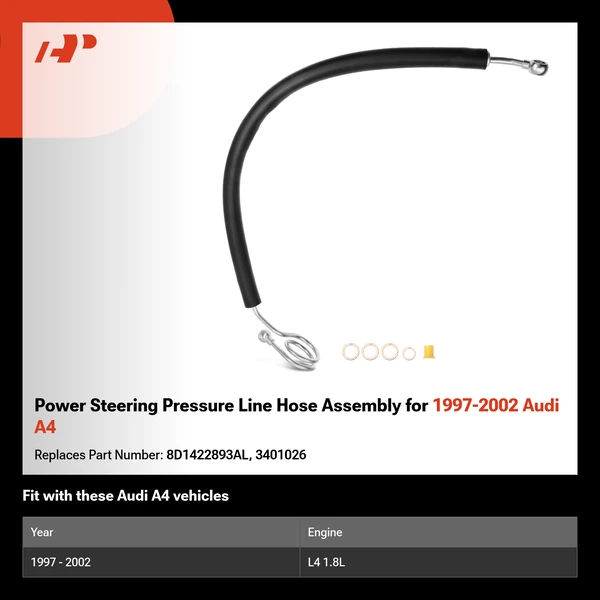 Power Steering Pressure Line Hose Assembly for 1997-2002 Audi A4