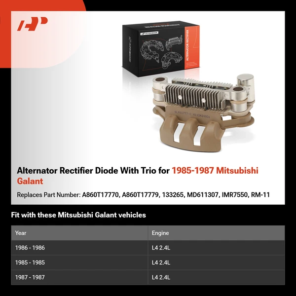 Alternator Rectifier Diode With Trio for 1985-1987 Mitsubishi Galant