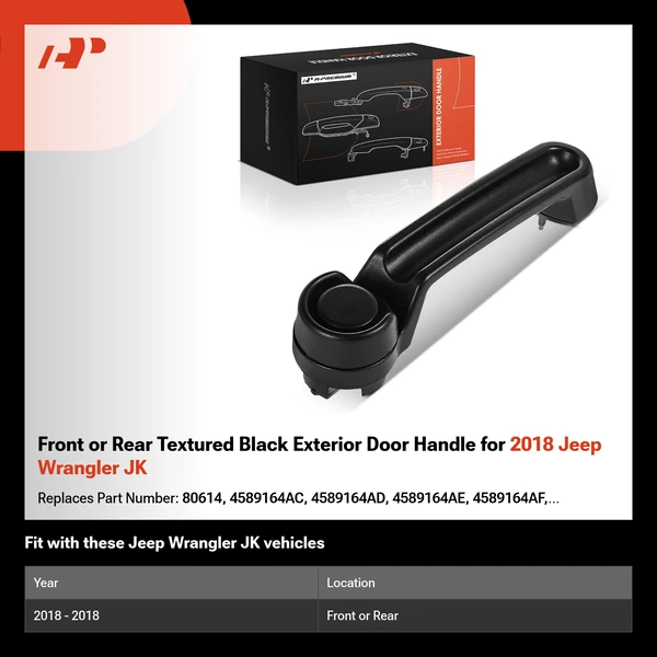 Front or Rear Textured Black Exterior Door Handle for 2018 Jeep Wrangler JK