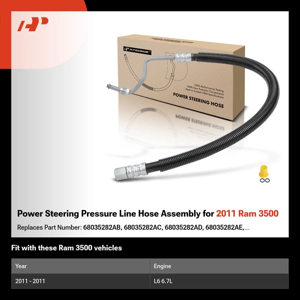 Power Steering Pressure Line Hose Assembly for 2011 Ram 3500