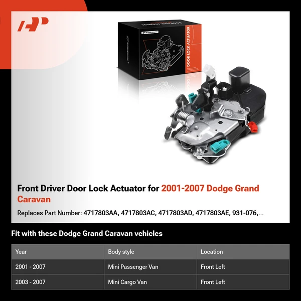 Front Driver Door Lock Actuator for 2001-2007 Dodge Grand Caravan