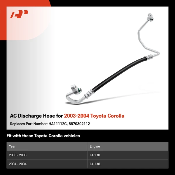 AC Discharge Hose for 2003-2004 Toyota Corolla