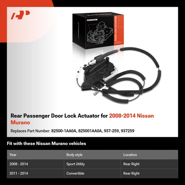 Rear Passenger Door Lock Actuator for 2008-2014 Nissan Murano