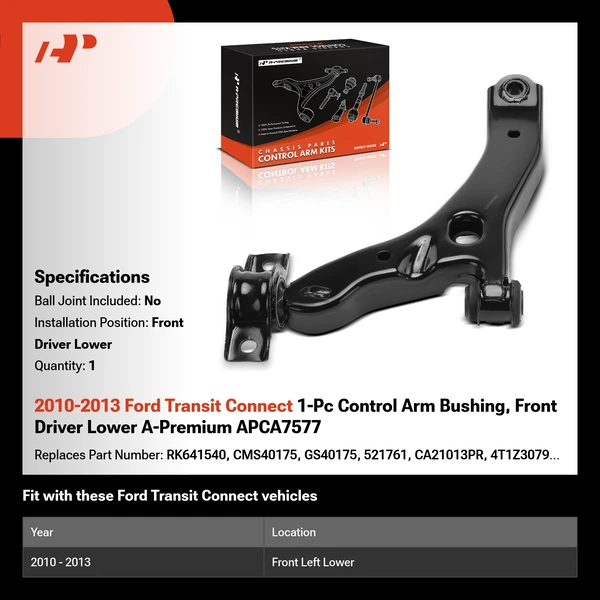 2010-2013 Ford Transit Connect 1-Pc Control Arm Bushing, Front Driver Lower A-Premium APCA7577