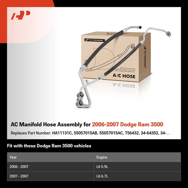 AC Manifold Hose Assembly for 2006-2007 Dodge Ram 3500