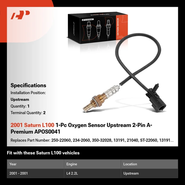 2001 Saturn L100 1-Pc Oxygen Sensor Upstream 2-Pin A-Premium APOS0041
