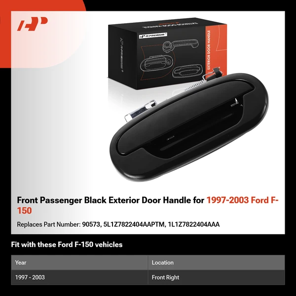 Front Passenger Black Exterior Door Handle for 1997-2003 Ford F-150