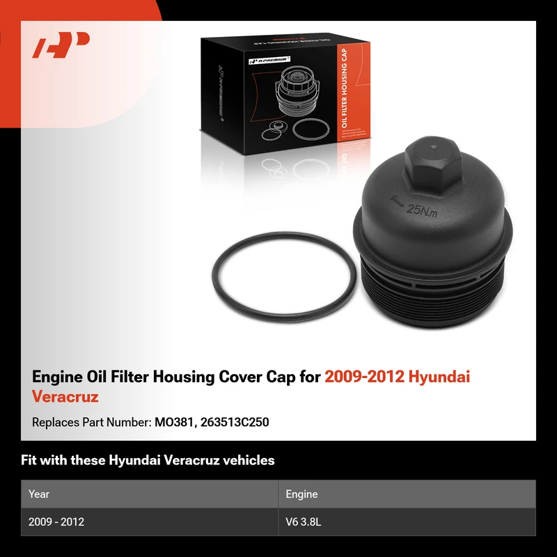 Engine Oil Filter Housing Cover Cap for 2009-2012 Hyundai Veracruz