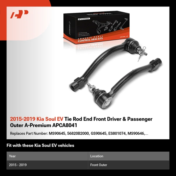 2015-2019 Kia Soul EV Tie Rod End Front Driver & Passenger Outer A-Premium APCA8041