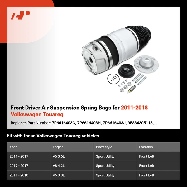 Front Driver Air Suspension Spring Bags for 2011-2018 Volkswagen Touareg