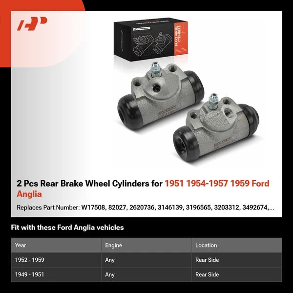 2 Pcs Rear Brake Wheel Cylinders for 1951 1954-1957 1959 Ford Anglia